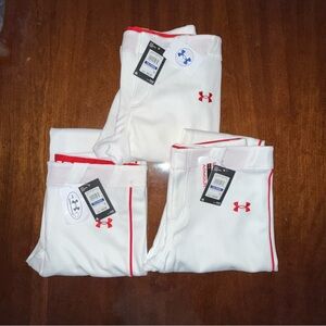Under Armour Gameday Vanish White with red stripe baseball pants. Youth XL  NEW